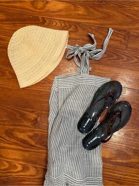 Tommy Bahama Striped Gray Tie Strap Dress